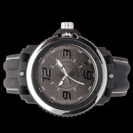 Men Grey Leather Analogue Watch