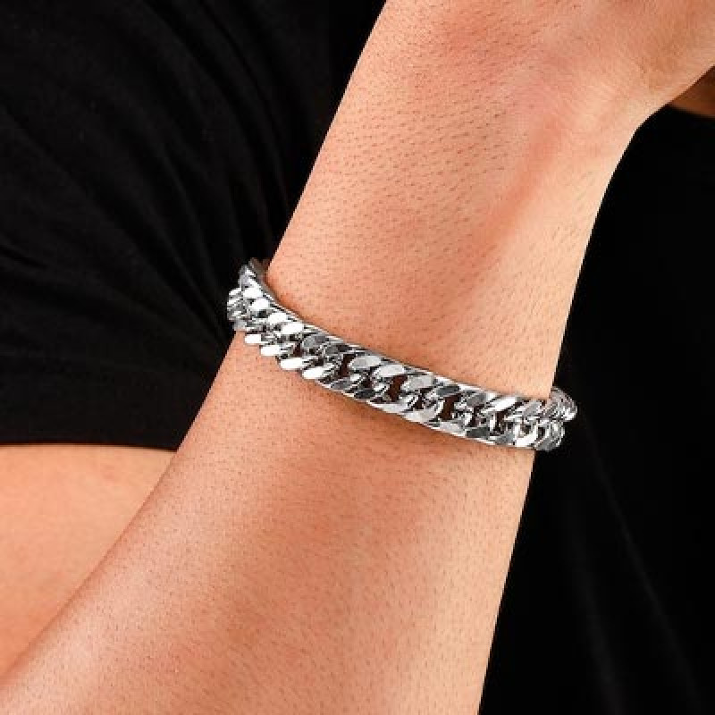 The Lifestyle Co Men Silver Tone Chain Bracelet