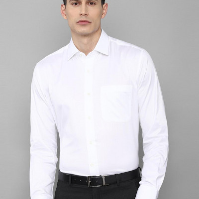 Men White Cotton Formal Shirt