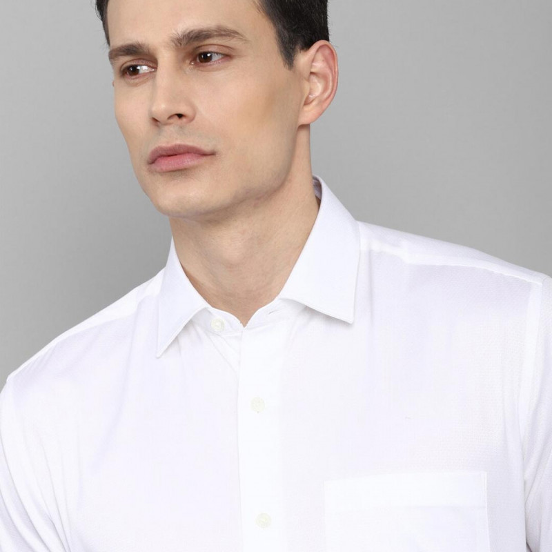 Men White Cotton Formal Shirt