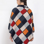 Women Beige & Grey Checked Lapel Shrug